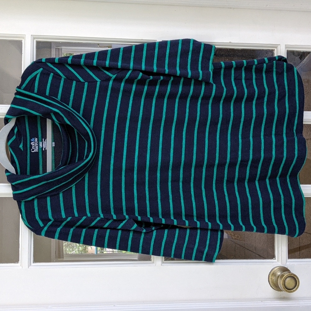Women's Large Croft & Barrow Cowl Neck Sweater Blue Green 3/4 Sleeve